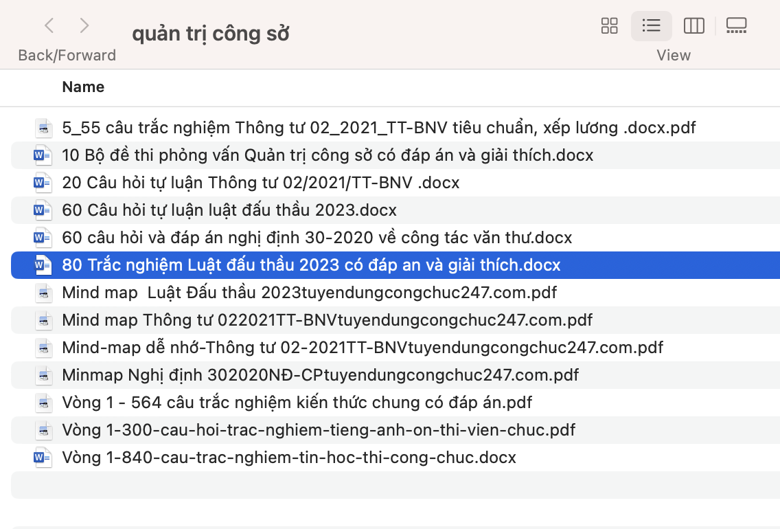 Trọn bộ tài liệu ôn thi chuyên viên quản trị công sở mới nhất